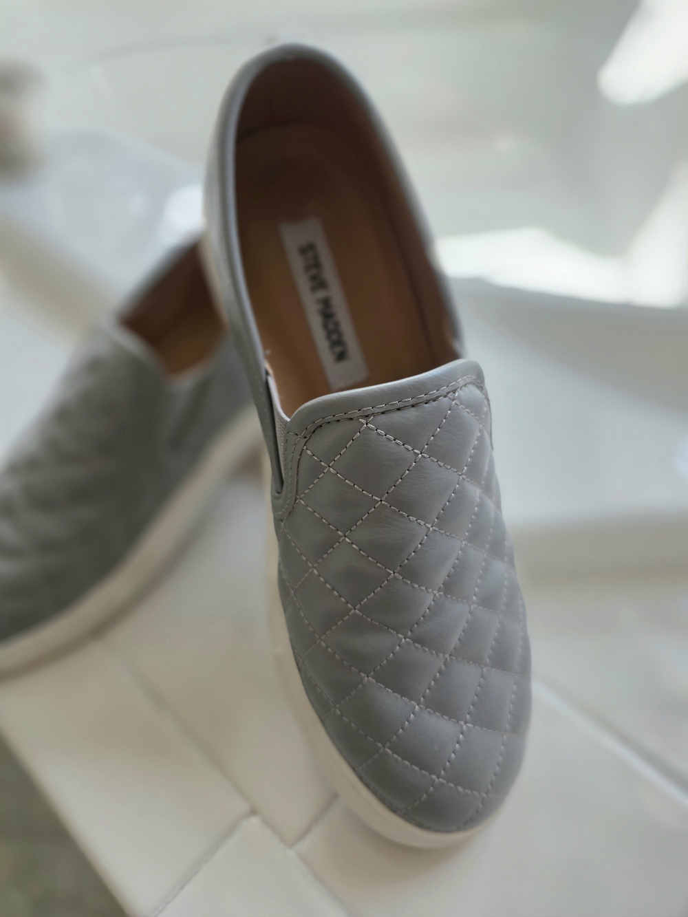Steve Madden Electric Quilted Slip-On Sneakers —  Gray - Size 8
